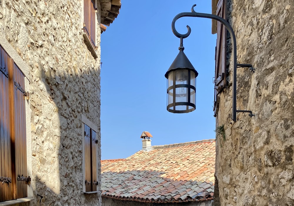 a lamp on a building