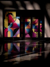 a window with a colorful design