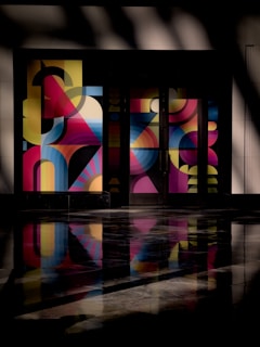 a window with a colorful design