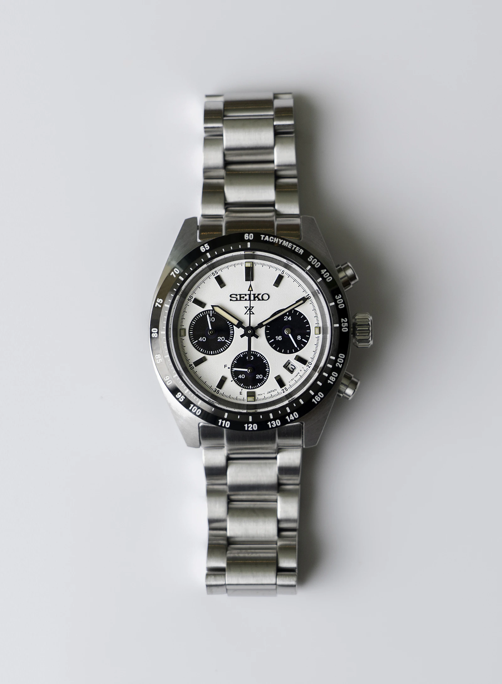 Seiko Speedtimer panda chronograph on white