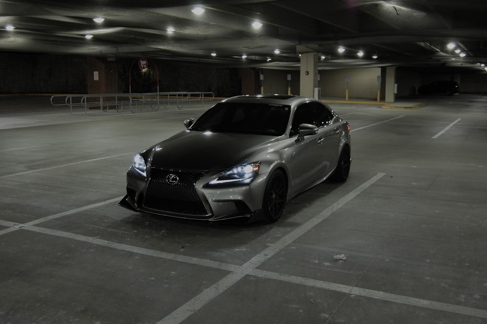 a car parked in a parking garage