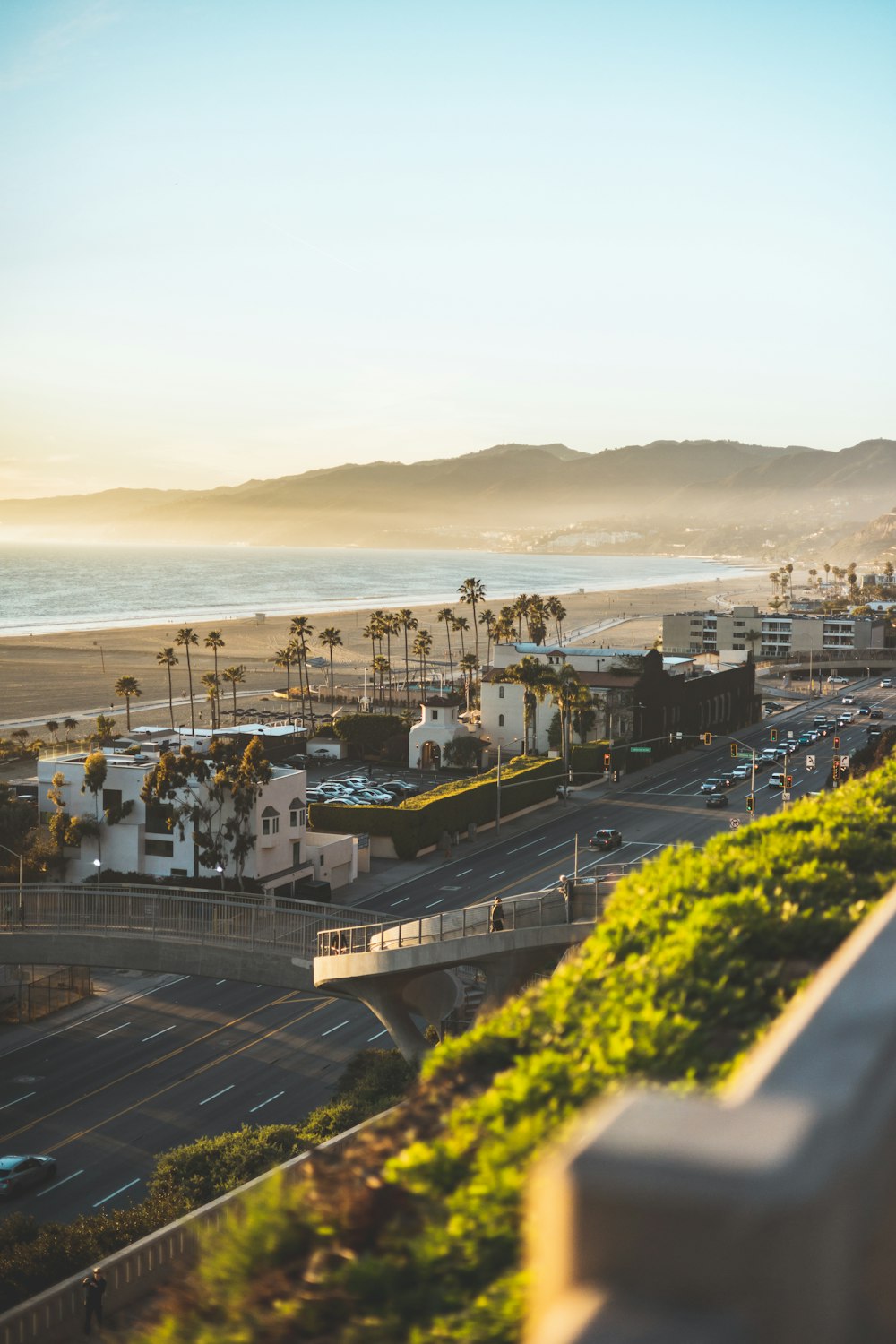 a city next to a beach