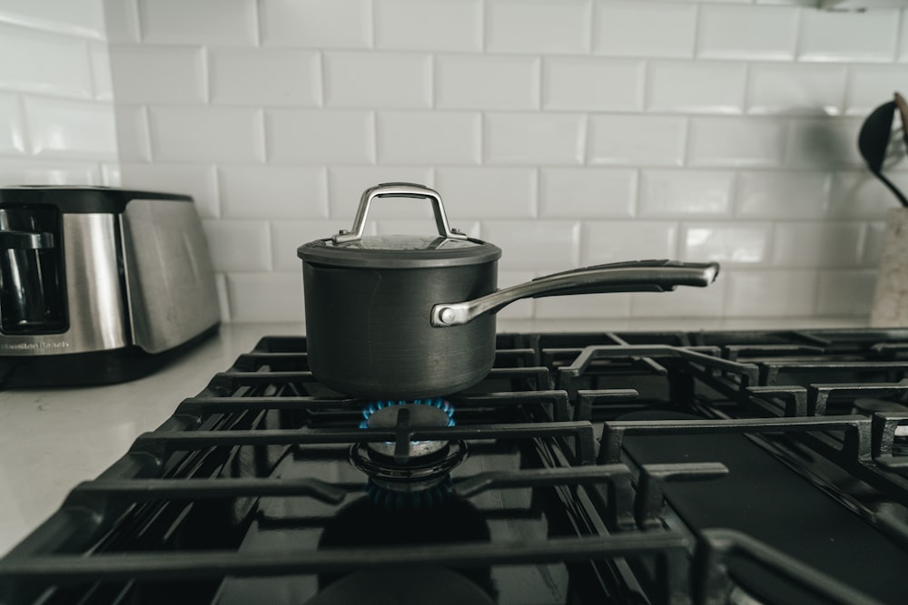 a tea kettle on a stove