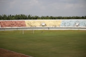 A dynamic image of a football field with the Bolivian flag.