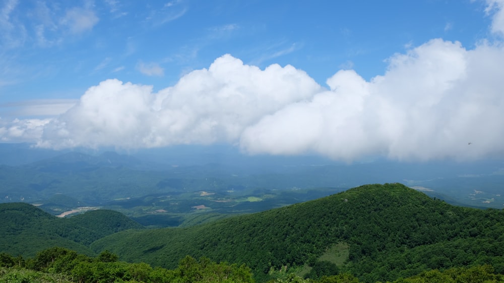 a landscape with hills and trees