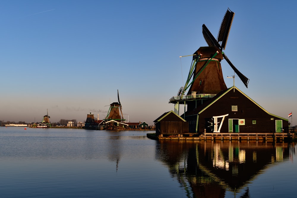 a group of buildings on a dock