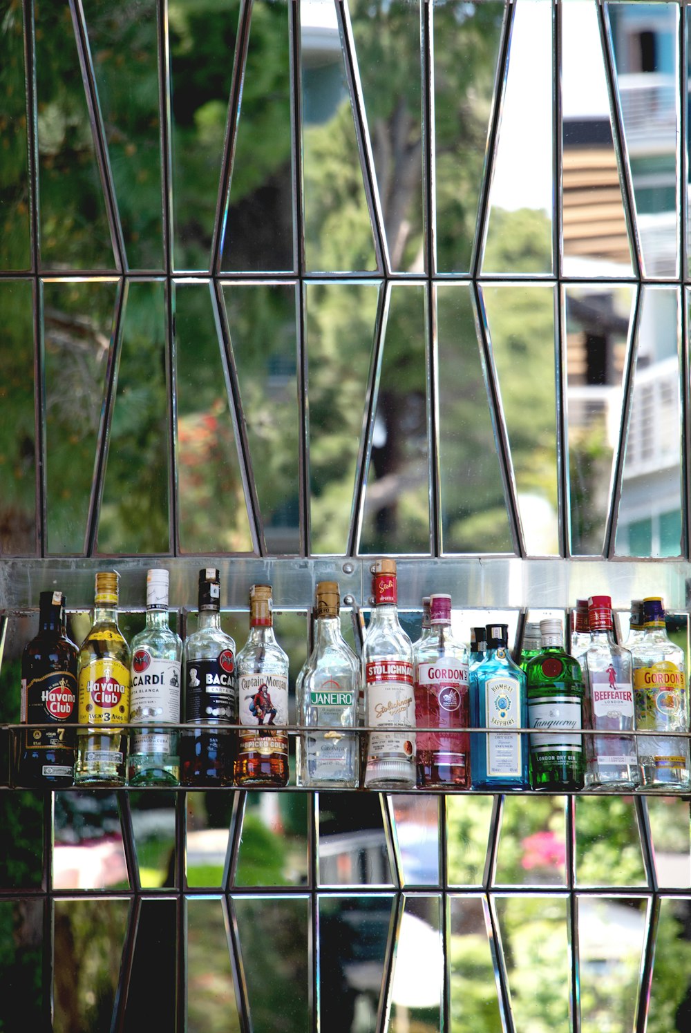 a group of bottles on a shelf