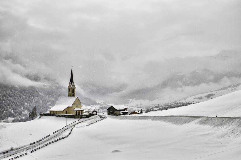 a church in the snow