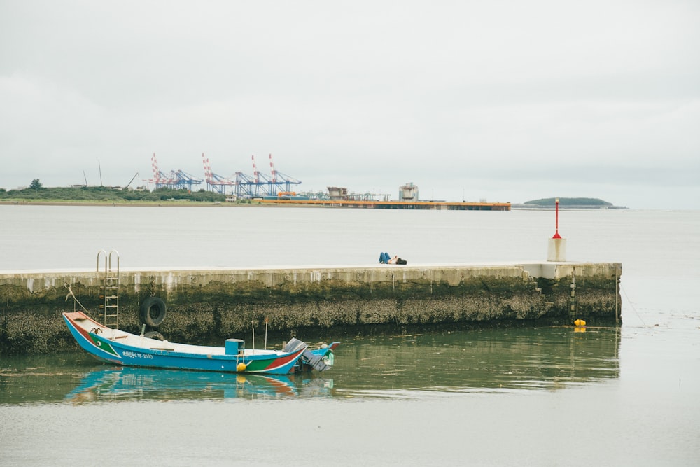 a boat sits in the water