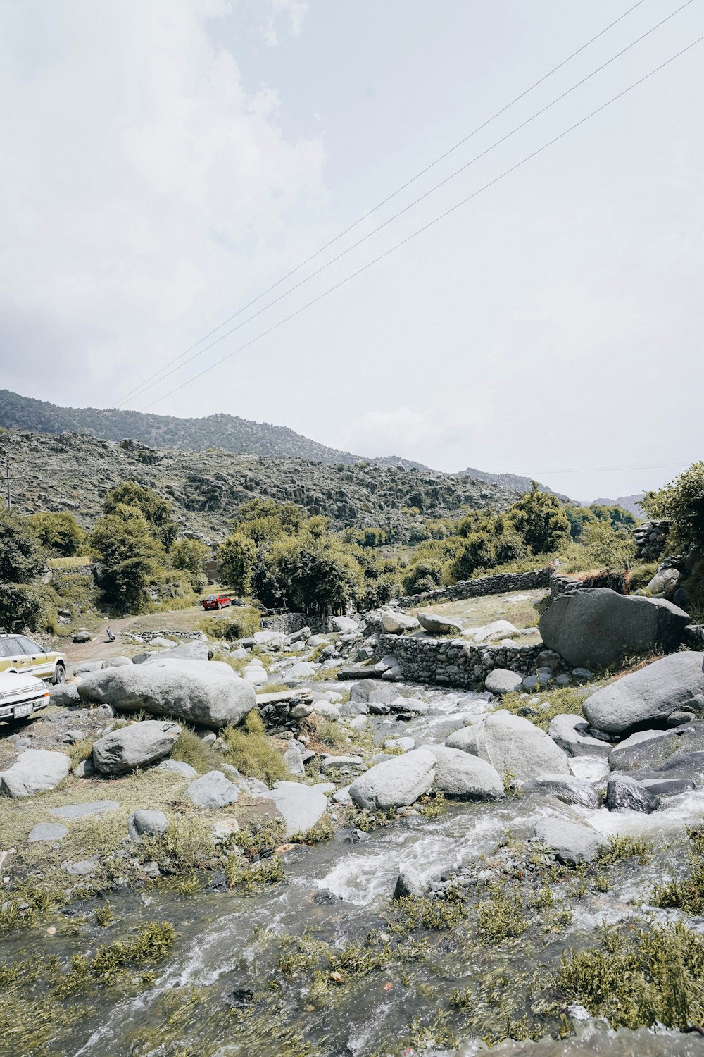 a river with rocks and trees