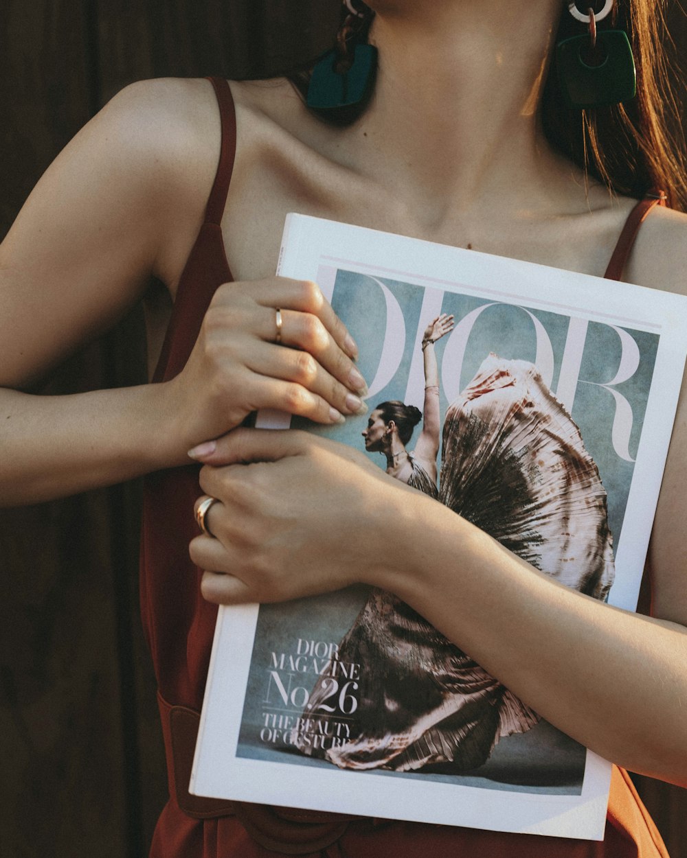 a woman holding a book