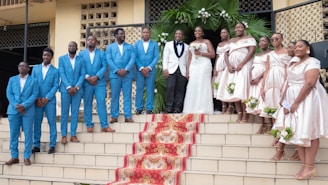 a group of people posing for a photo