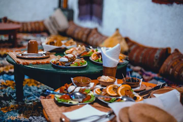 Moroccan table for breakfast in Agafay