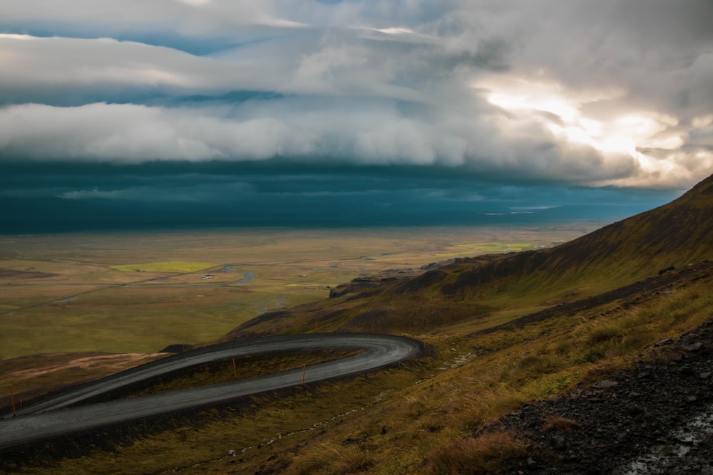 a road going through a valley