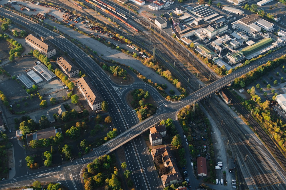 an aerial view of a city