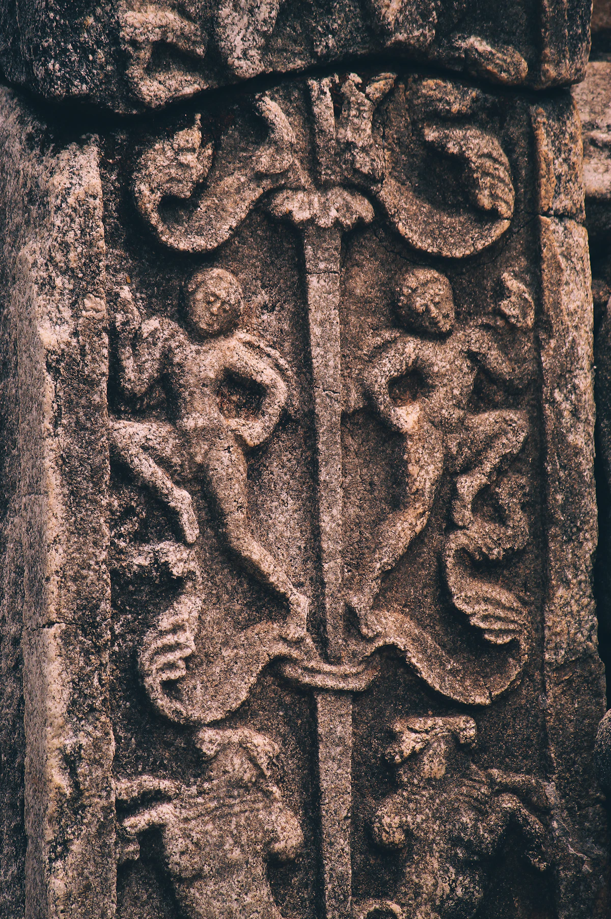Detailed ancient stone carving in Anuradhapura