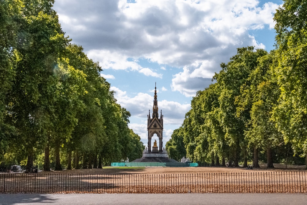 a tall tower in a park