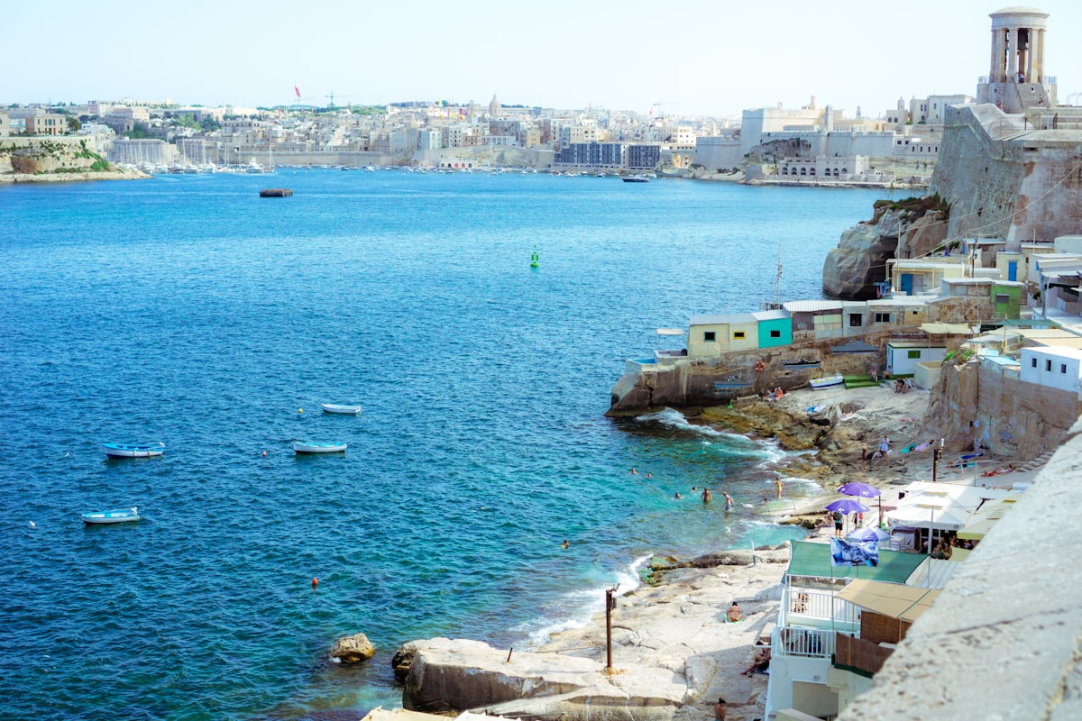 a city next to a body of water