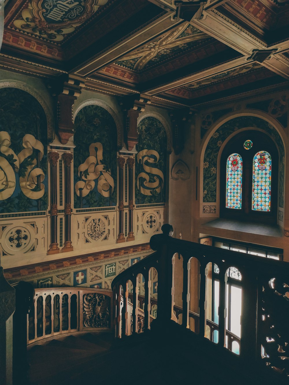 a large ornate building with stained glass windows