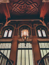 a group of stained glass windows