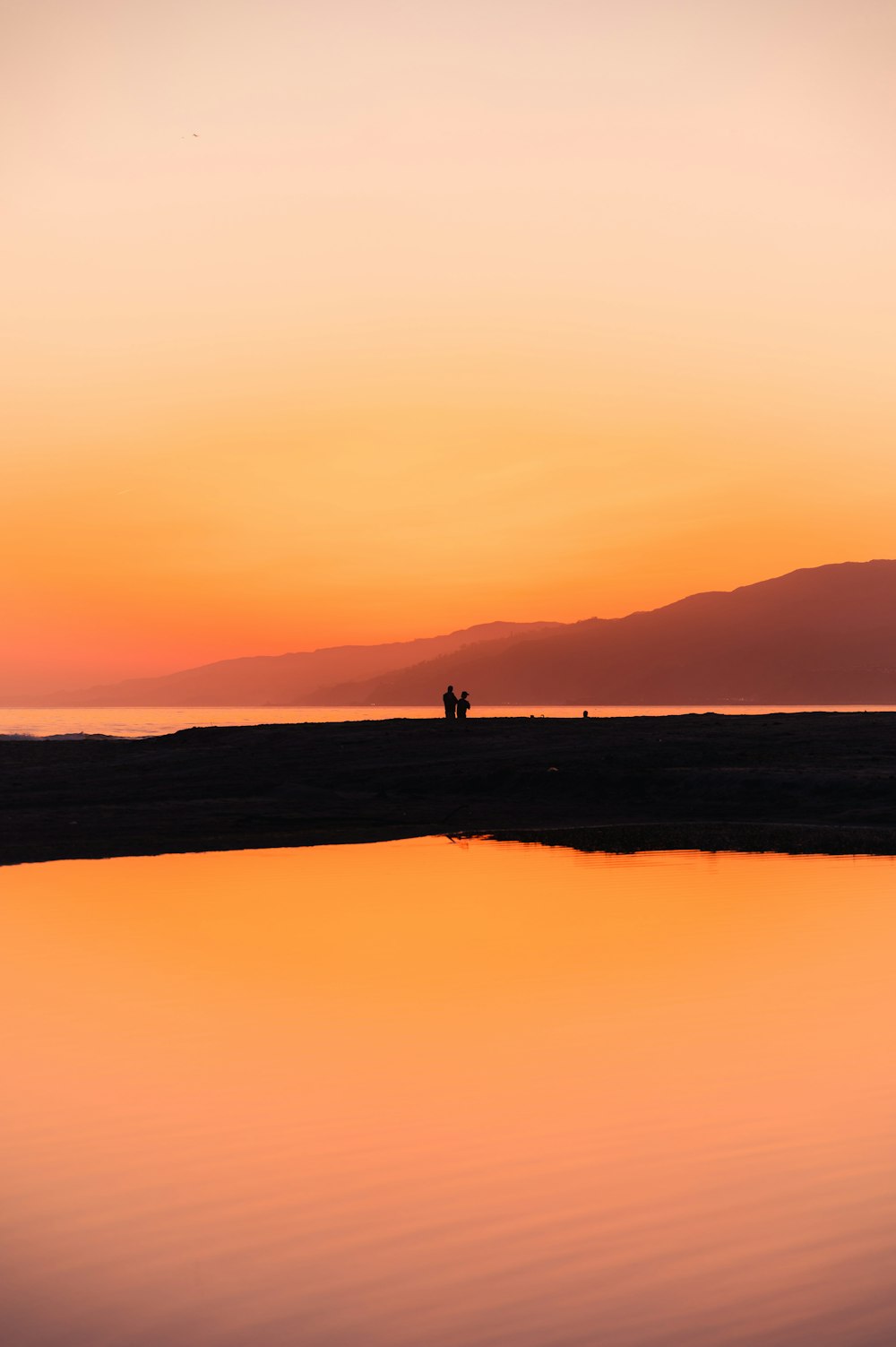 a couple people walking on a beach