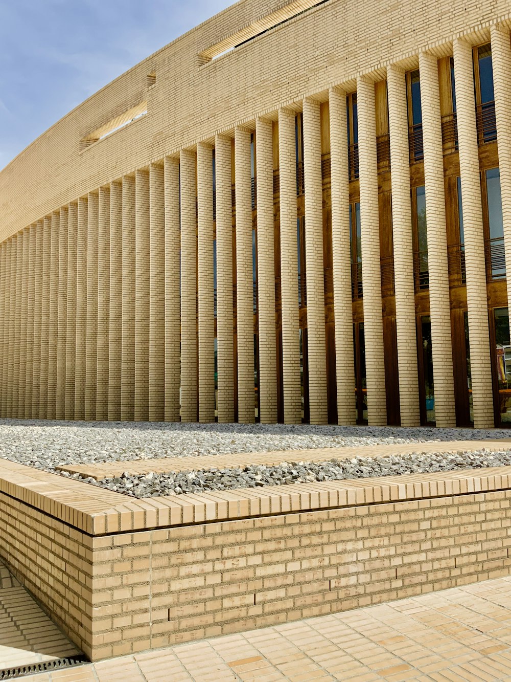 a building with a brick wall