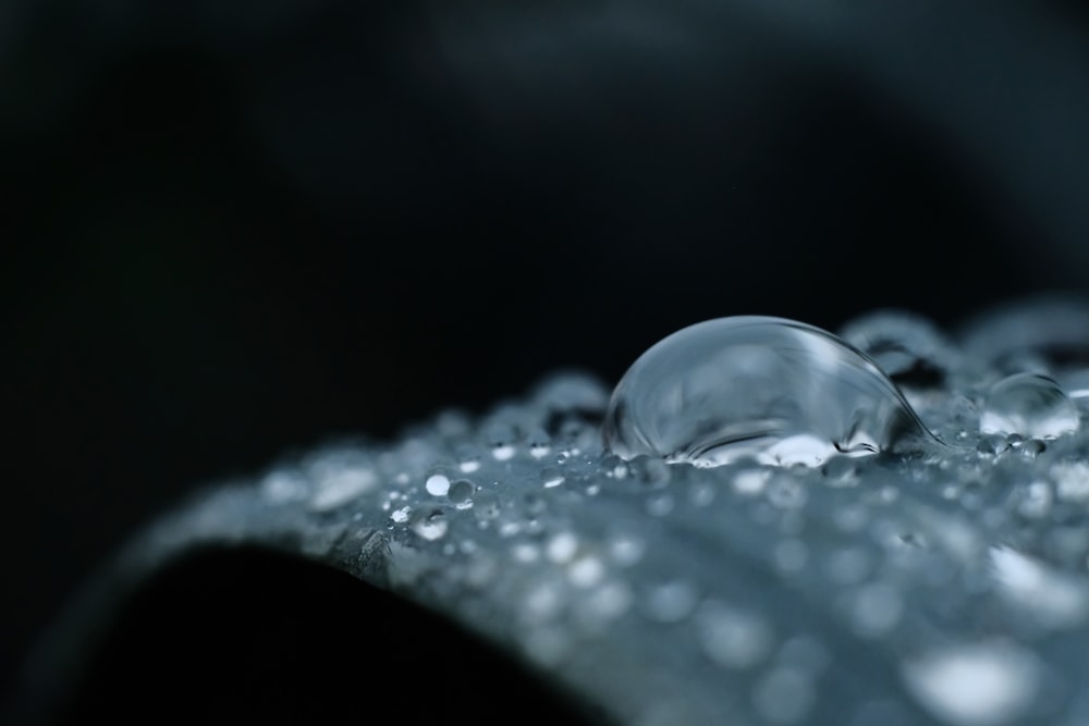 a close up of a drop of water