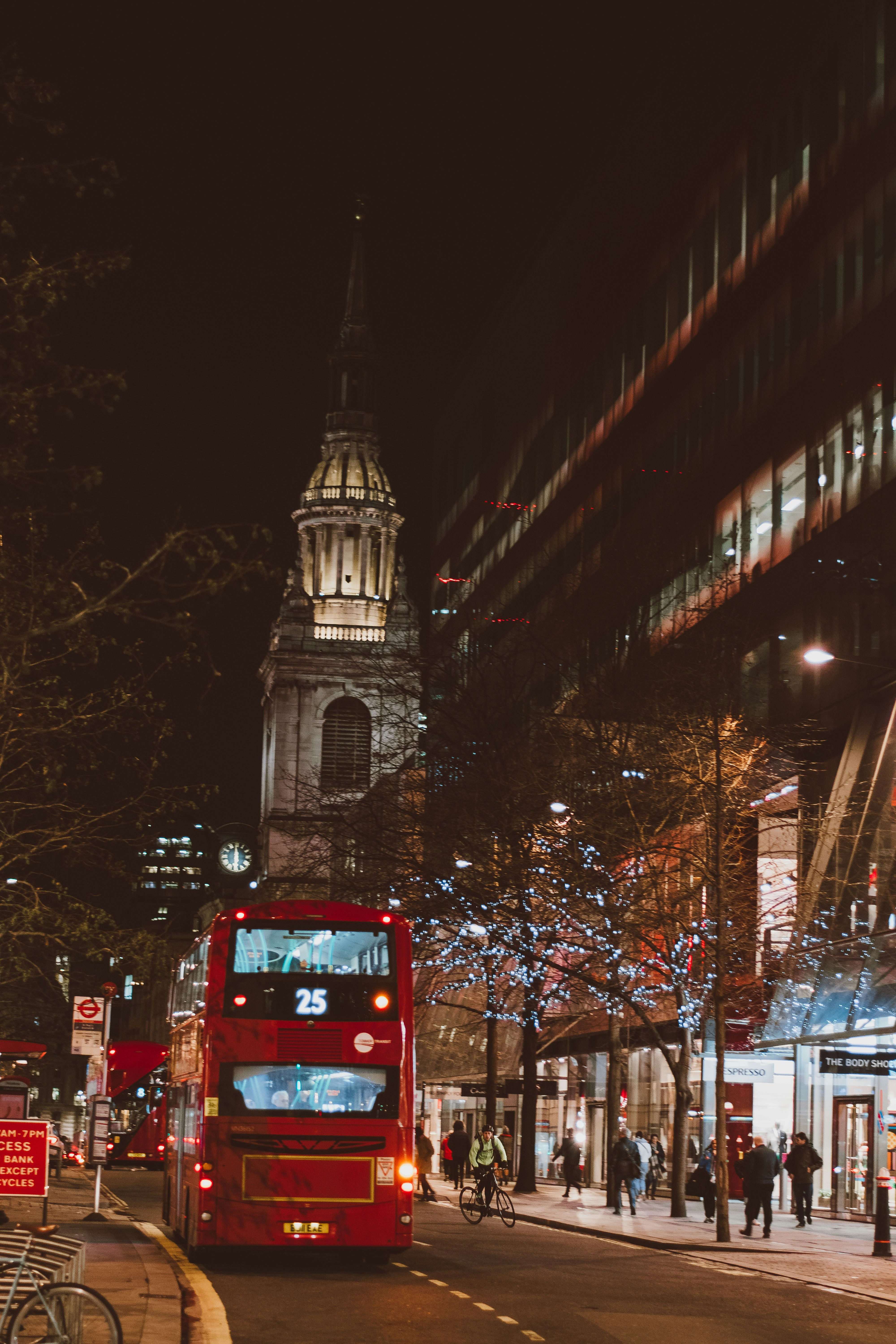 a double decker bus on the street