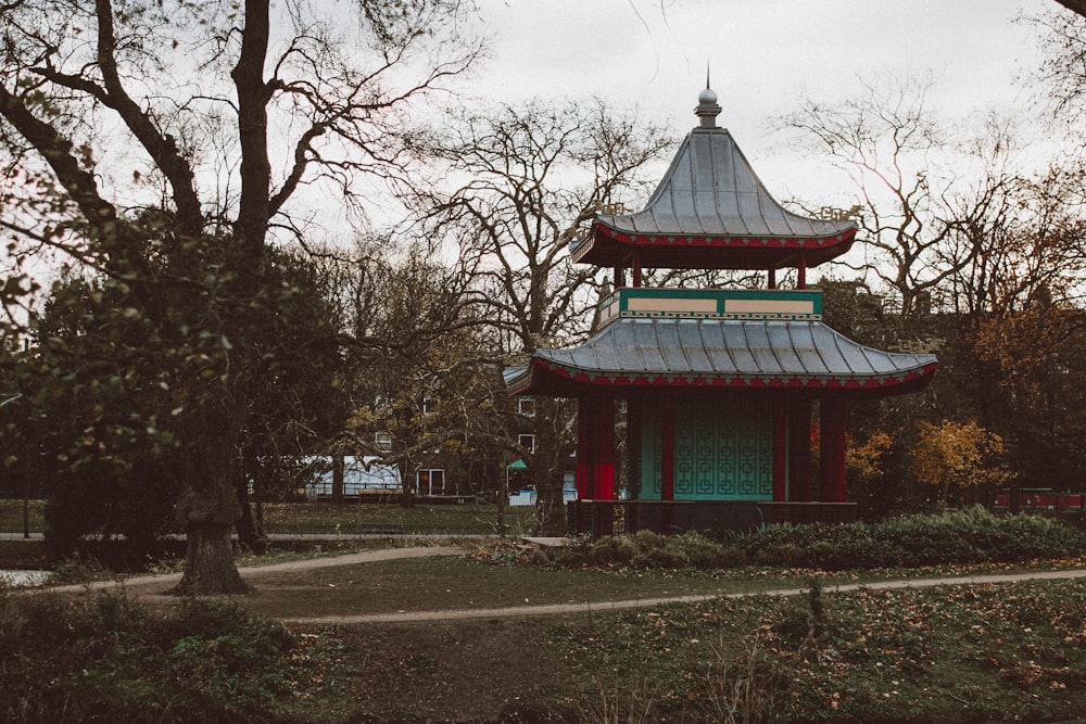 a building with a red roof