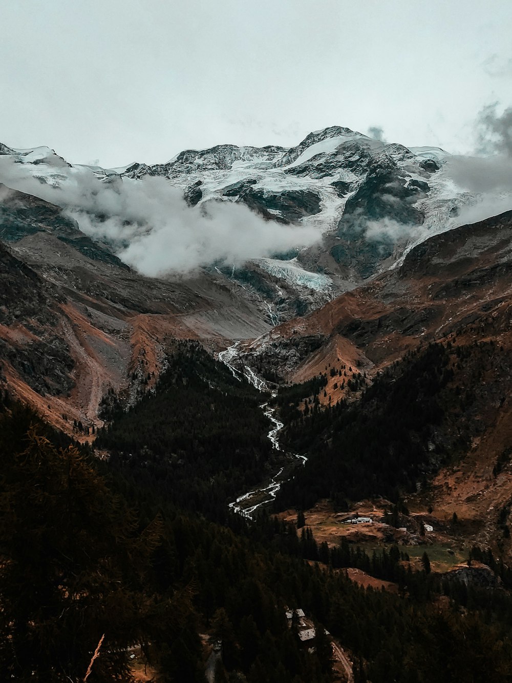 a mountain with snow