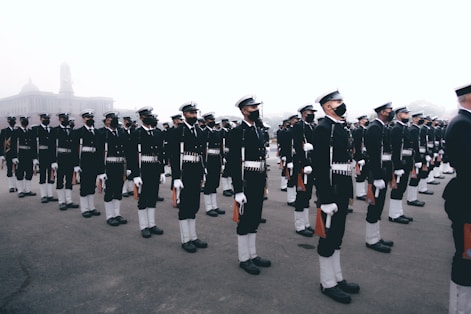 a group of people in military uniforms