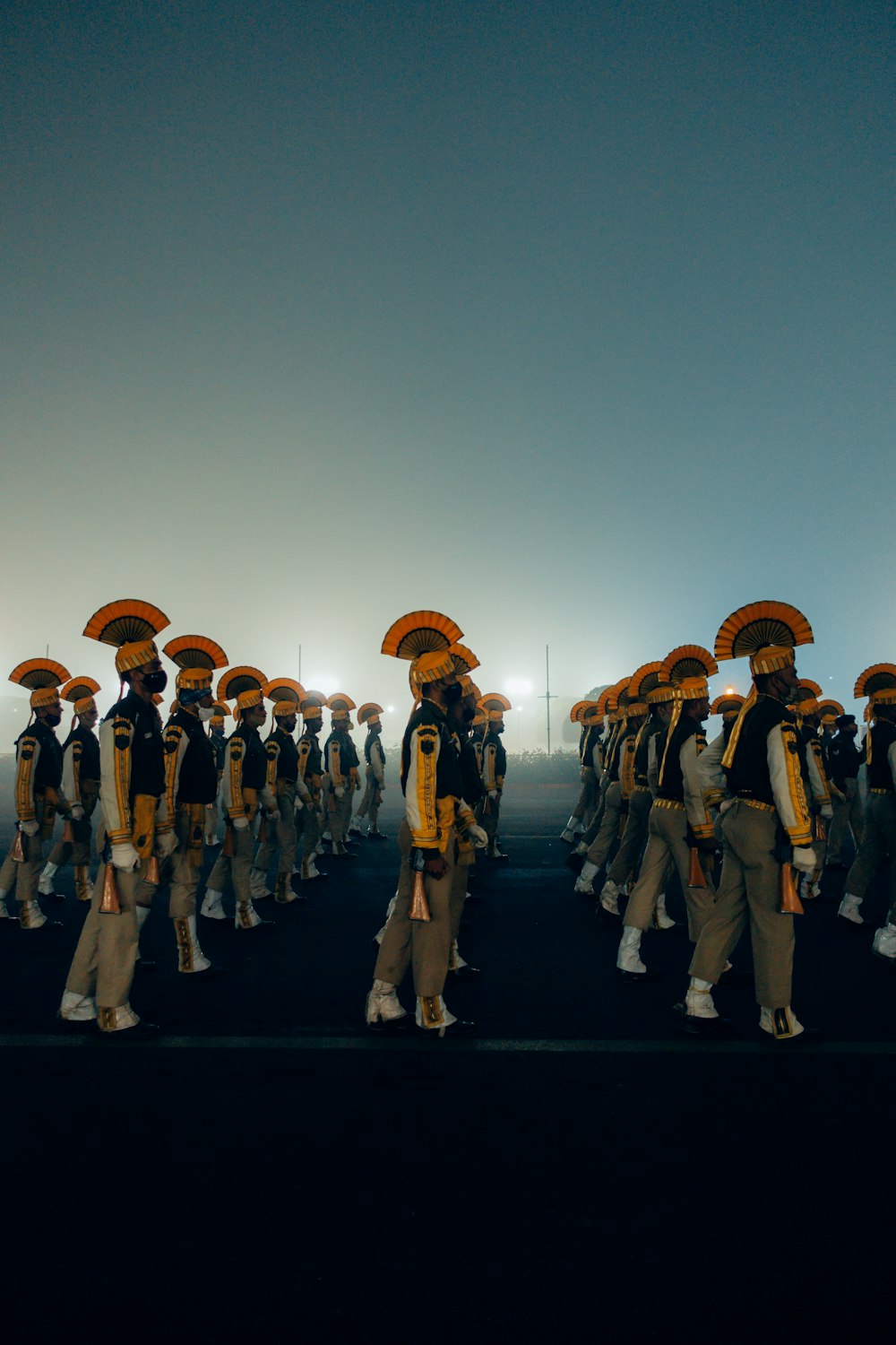 a group of people wearing hats