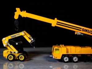 a few yellow trucks