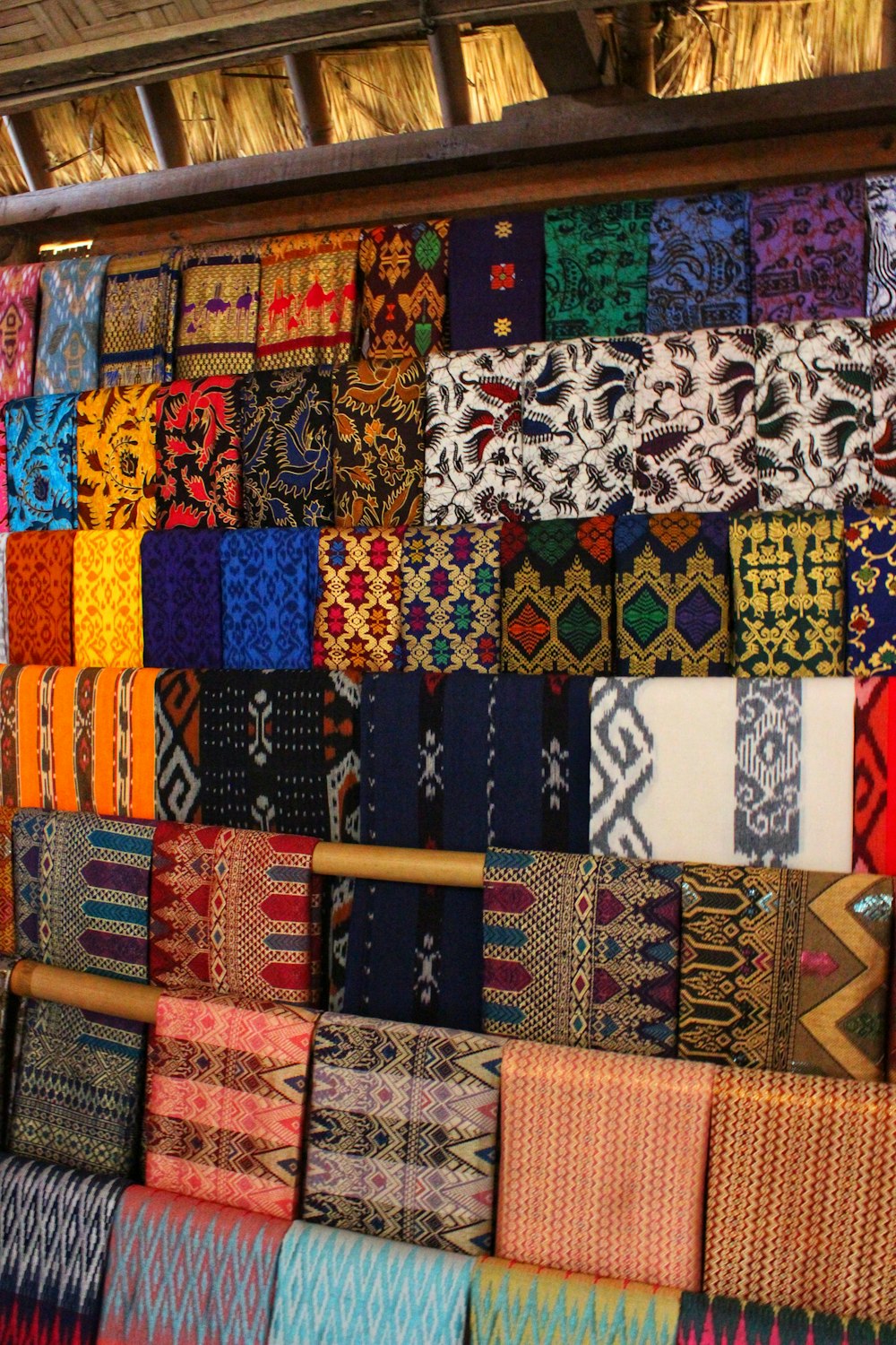 a group of colorful fabric