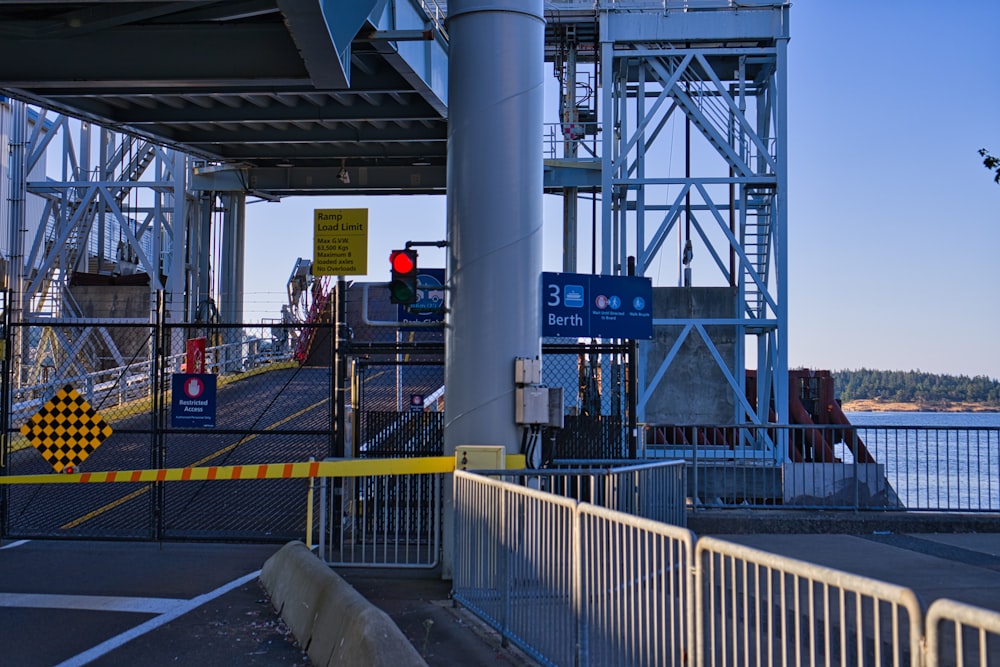 a bridge with a sign