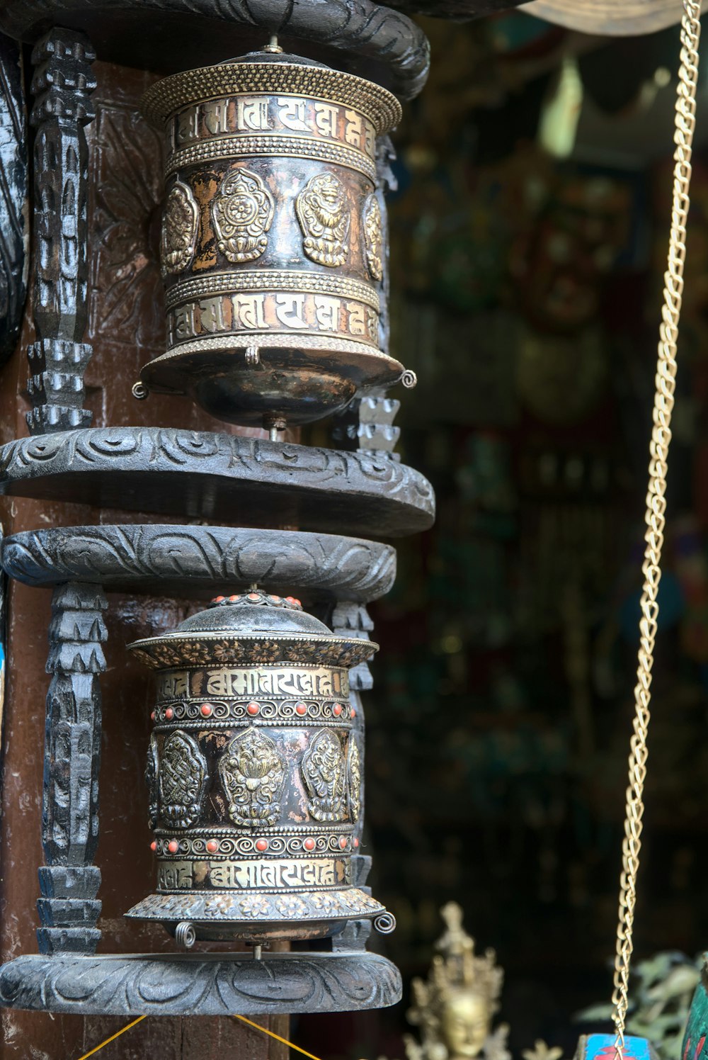 a couple of ornate vases