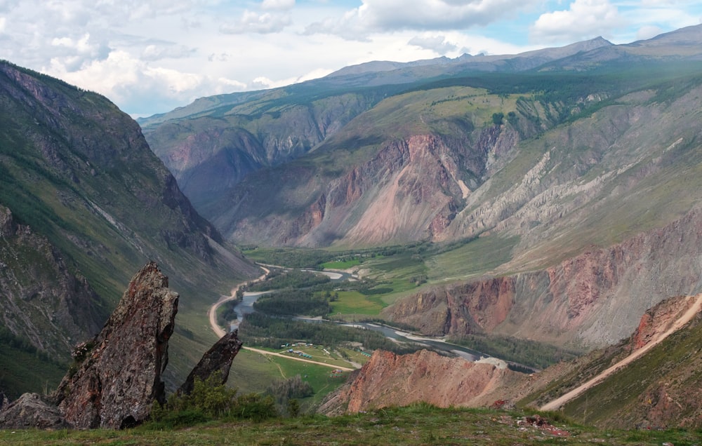 a valley between mountains