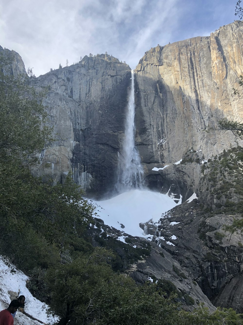 a waterfall in a rocky area