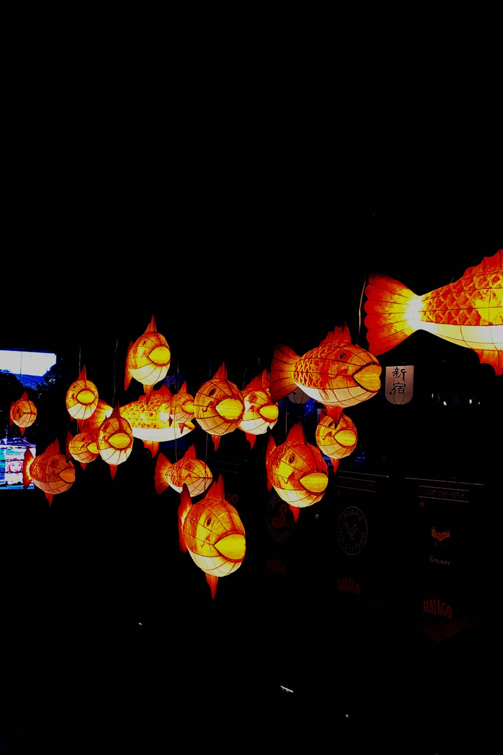 a group of lanterns from a string