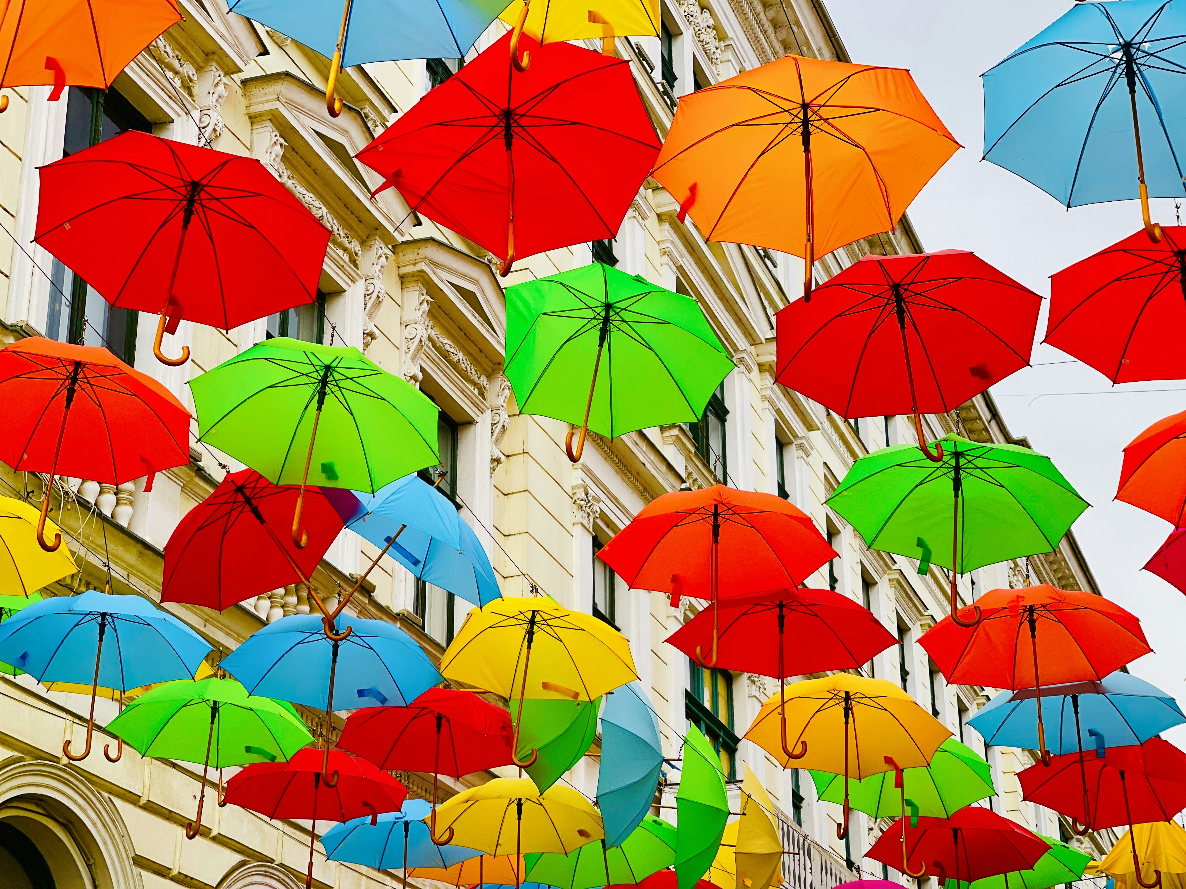 a group of colorful umbrellas
