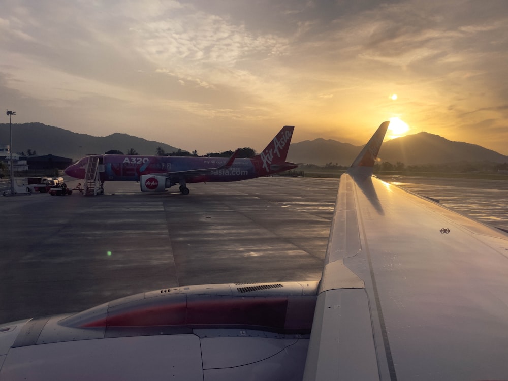 a plane on the runway