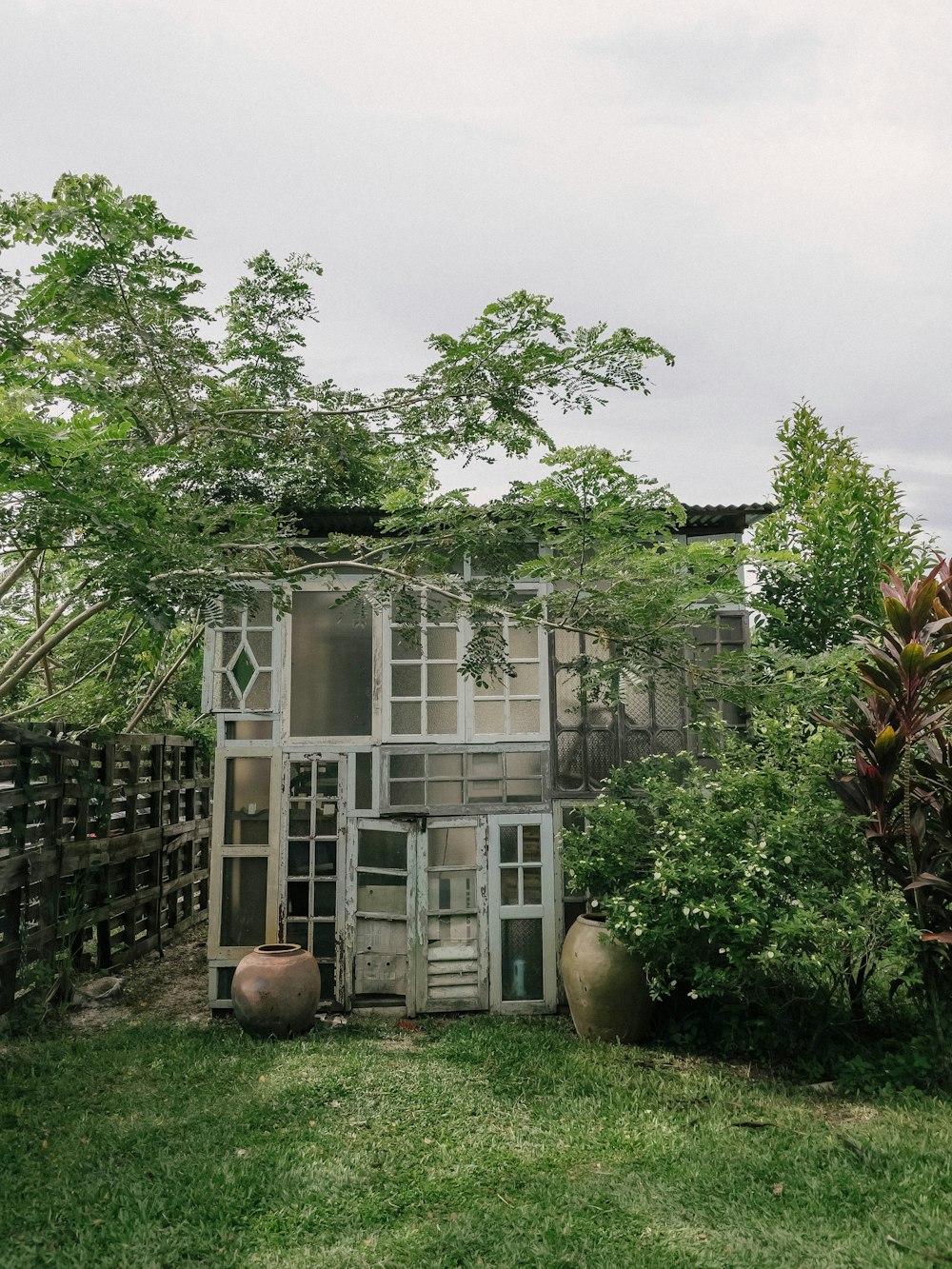 a house with trees around it