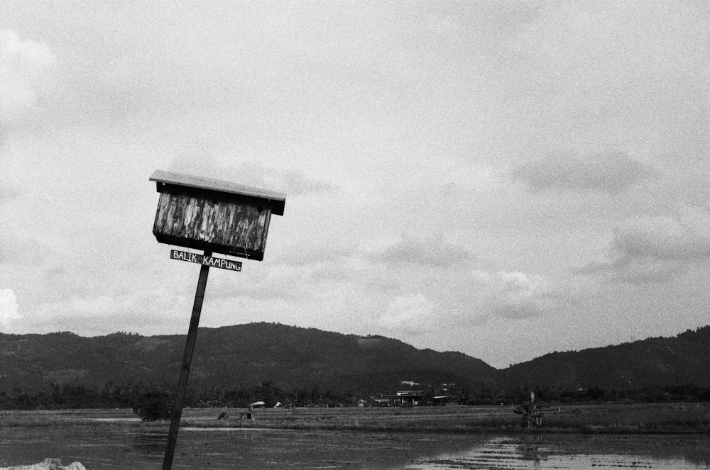 a sign in a field