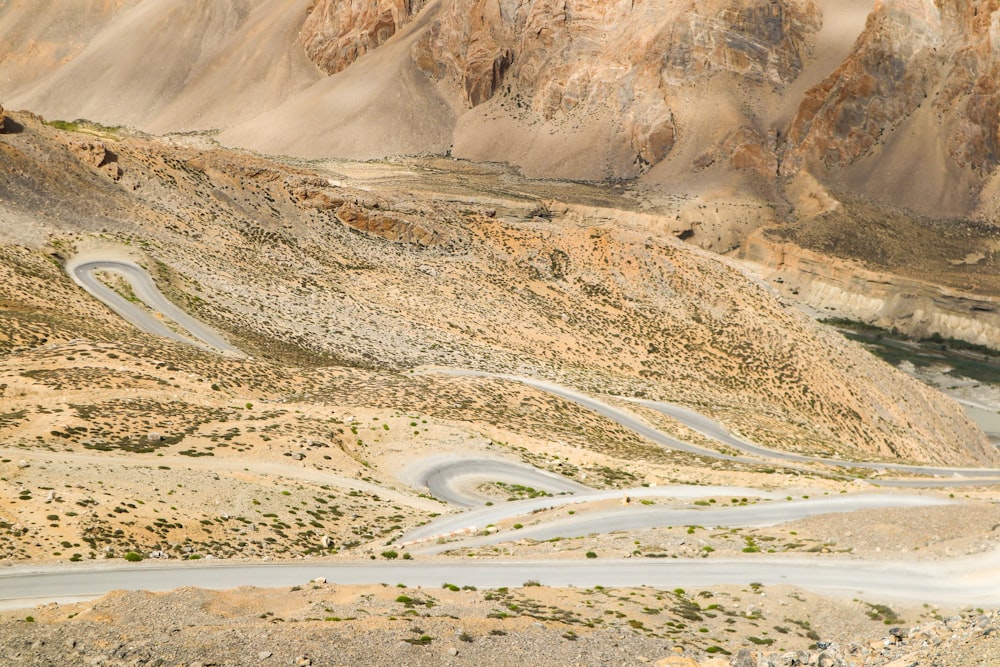 a road in a rocky area