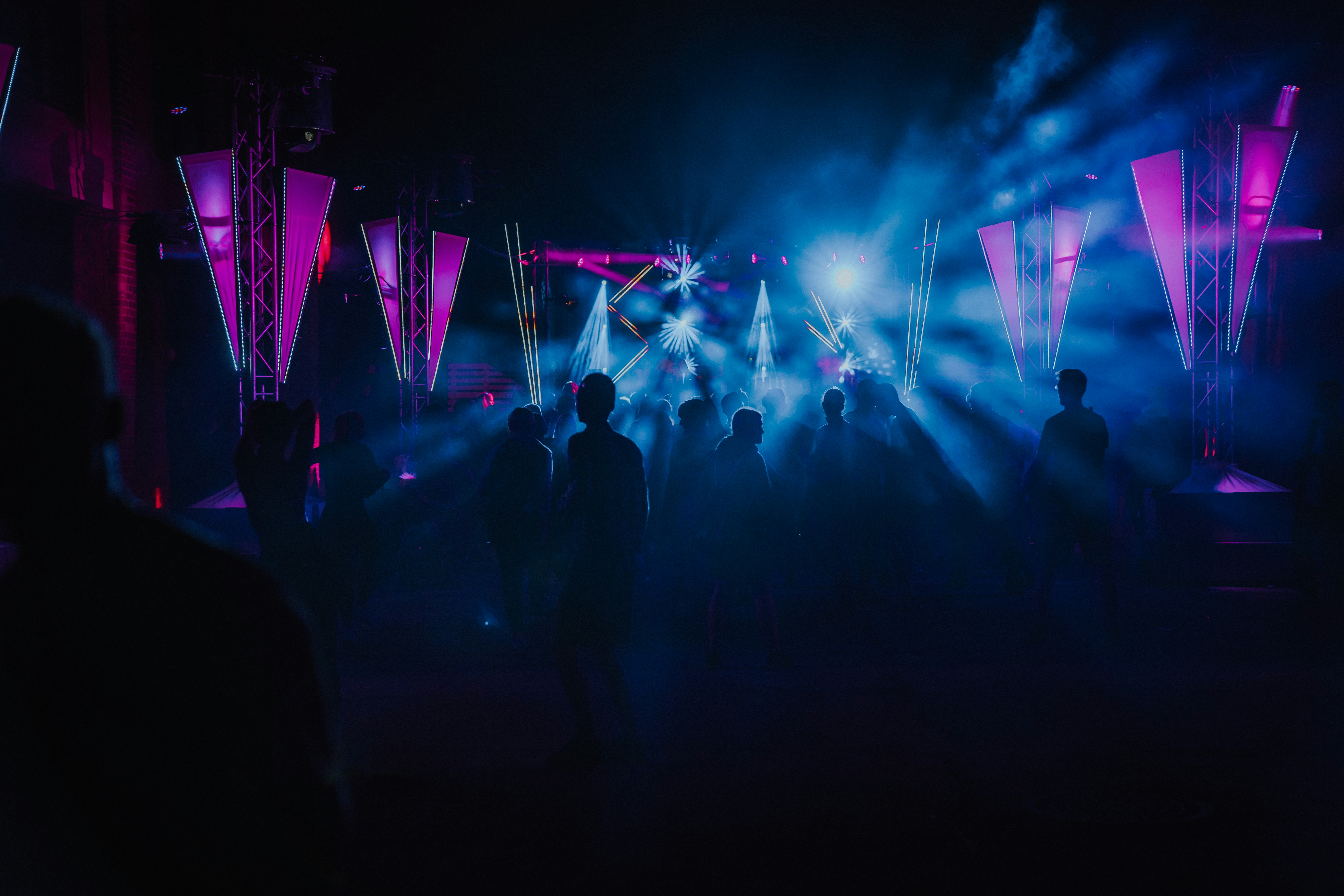 a group of people at a concert, 