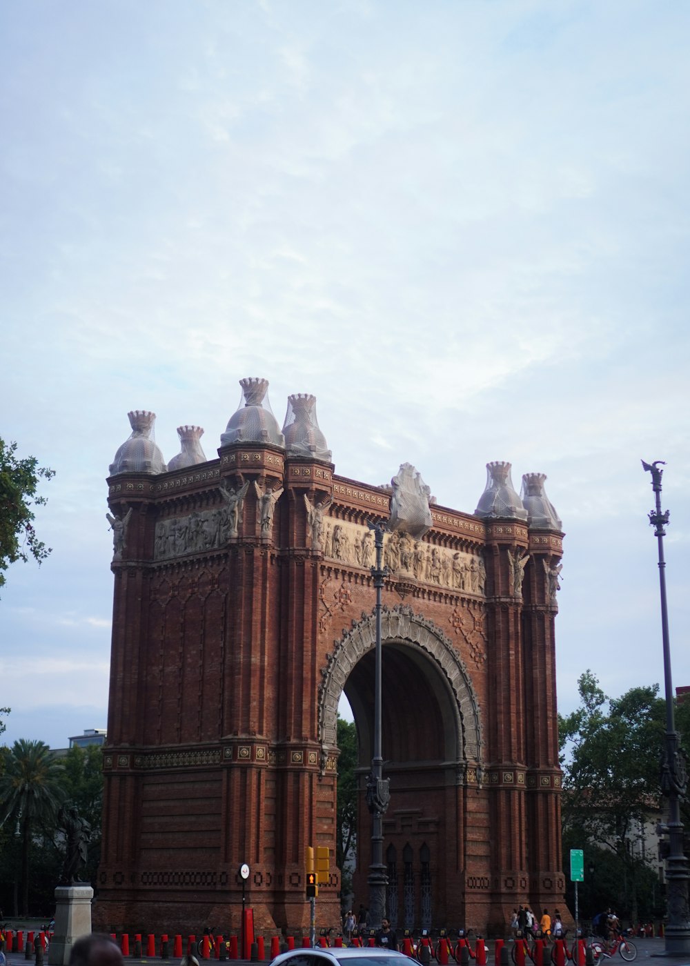 a large stone archway with statues