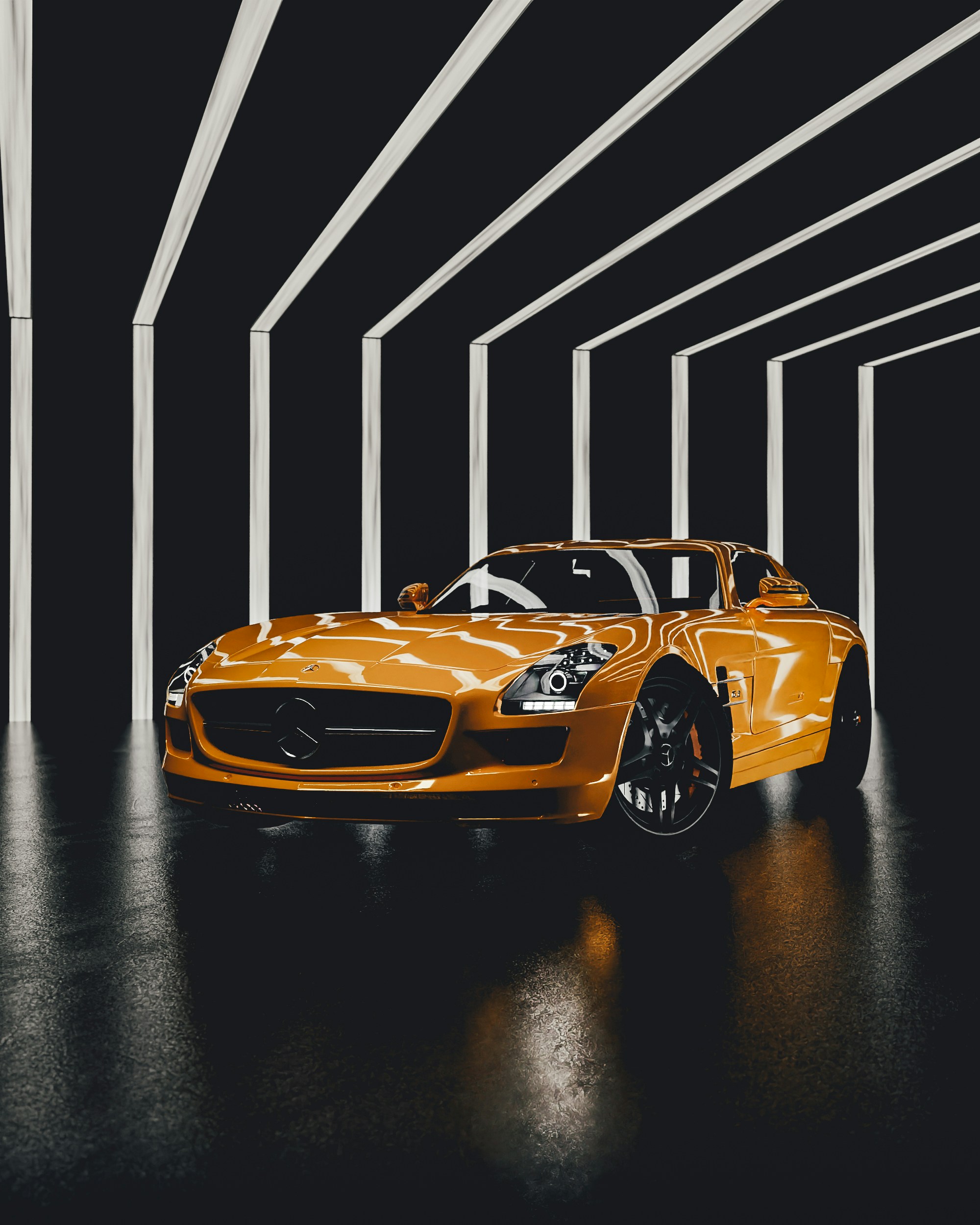 a yellow sports car