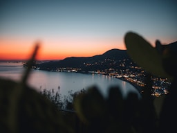 a sunset over a lake