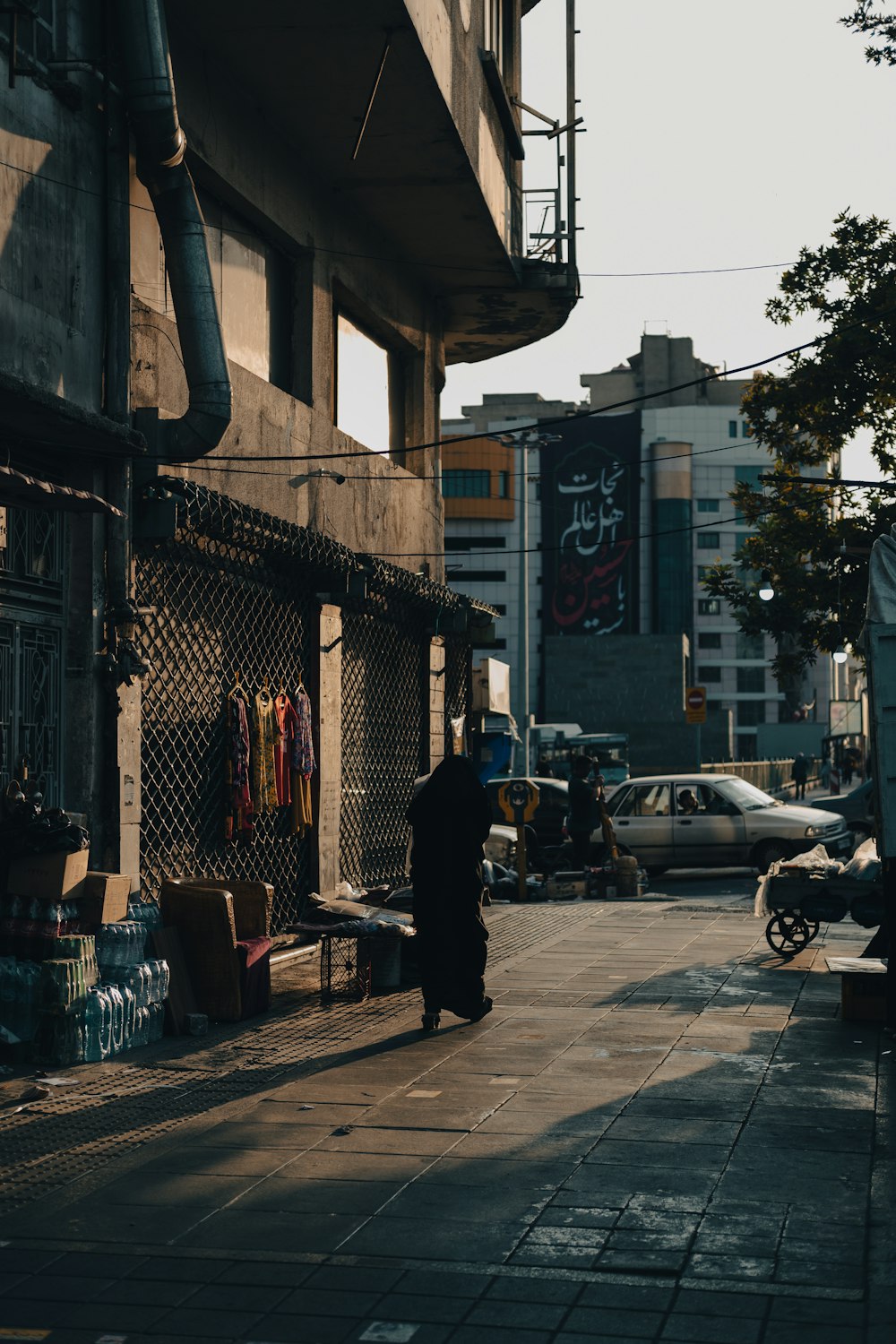 a person walking on a street