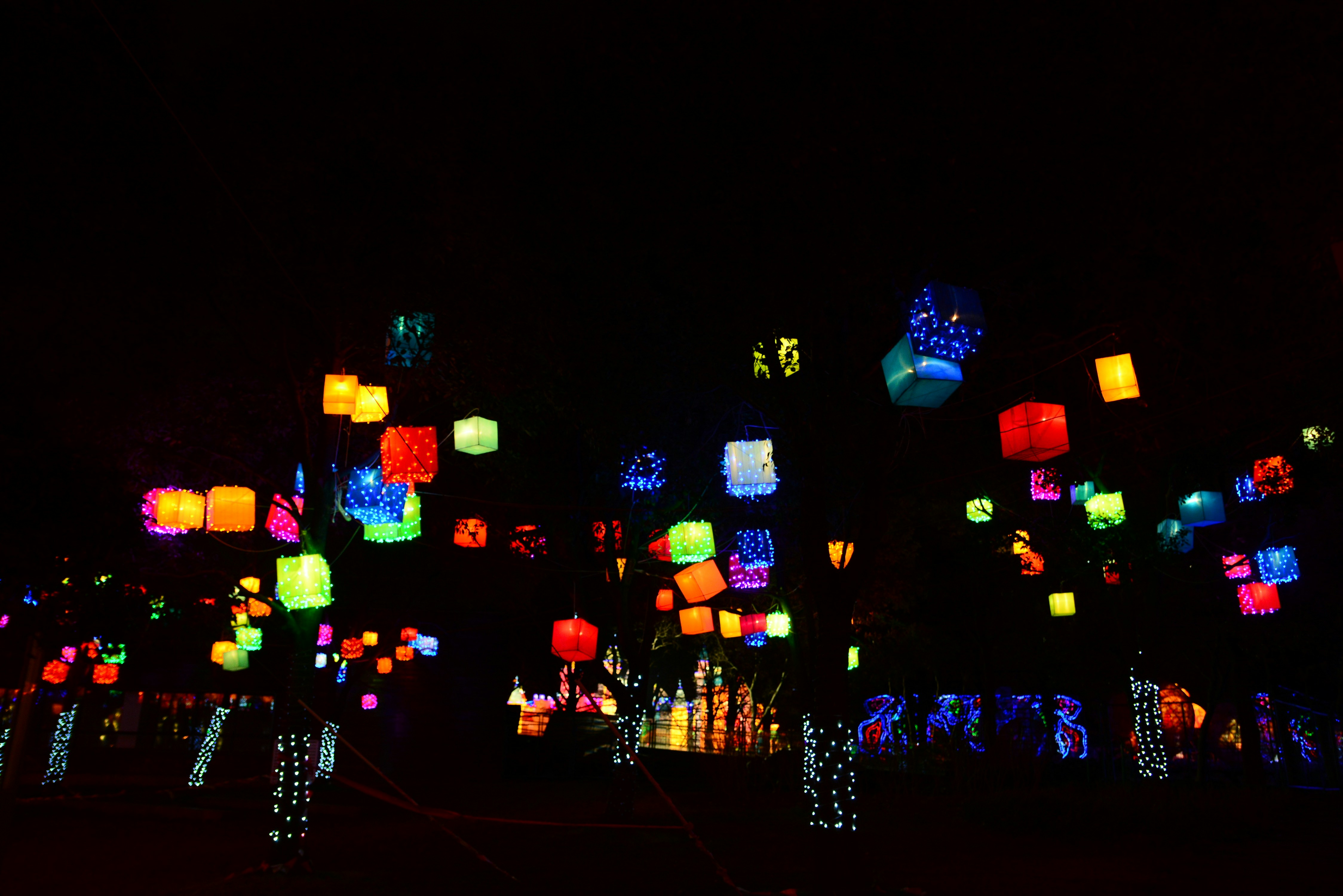 色とりどりのイルミネーションがたくさんある街